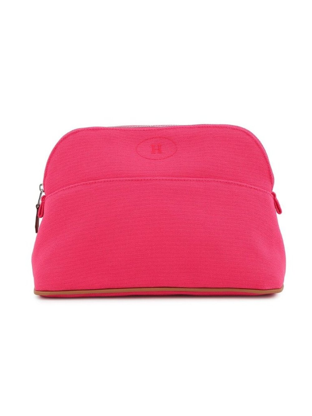 Hermes Pouch Bolide MM Hibiscus Silver Canvas Makeup Case